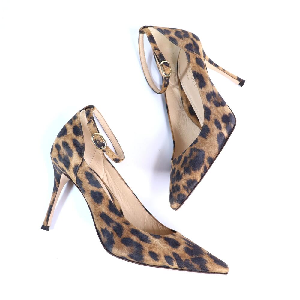 MARION PARKE Muse Leopard Pumps Brown Ankle Strap Pointed Toe Women's 35.5US/5.5